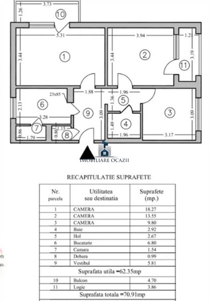 Luica- Izvorul Oltului Vanzare Apartament 3 Camere Decomandat